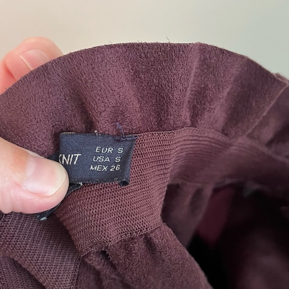 Zara Burgundy Faux Leather Paper Bag Mini Skirt - Picture 8 of 12